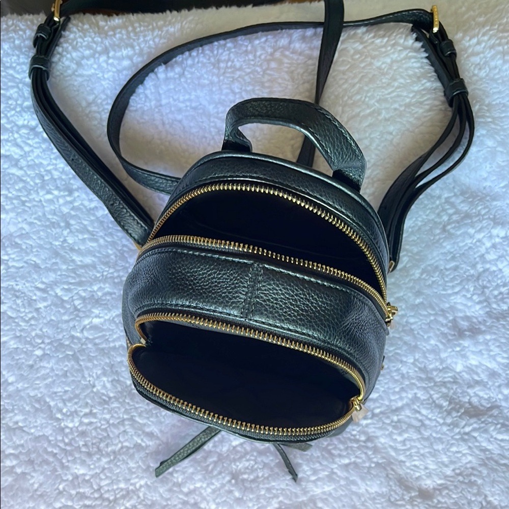 Michael Kors Mini Black Leather Backpack with Gold Accents - Picture 3 of 7